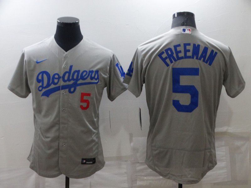 Men Los Angeles Dodgers 5 Freddie Freeman Grey Nike Elite 2022 MLB Jersey
